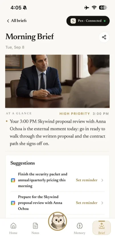A Morning Brief prepared for an executive client meeting