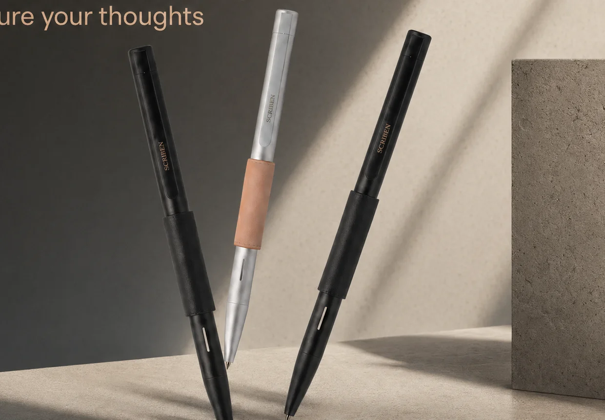 Scriben pens in black and silver