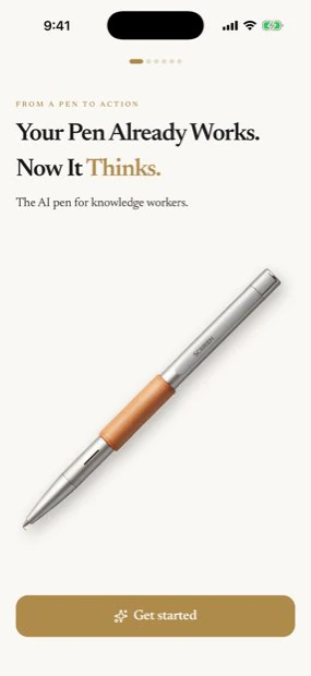 The welcome screen: Your pen already works. Now it thinks.
